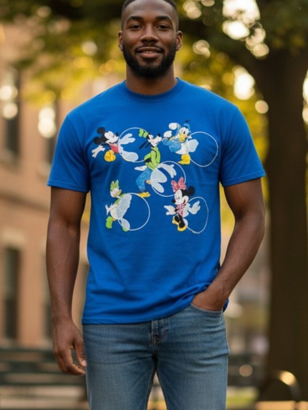Vintage Mickey Unlimited Disney Character Tee Blue Graphic T Shirt USA Large 90s